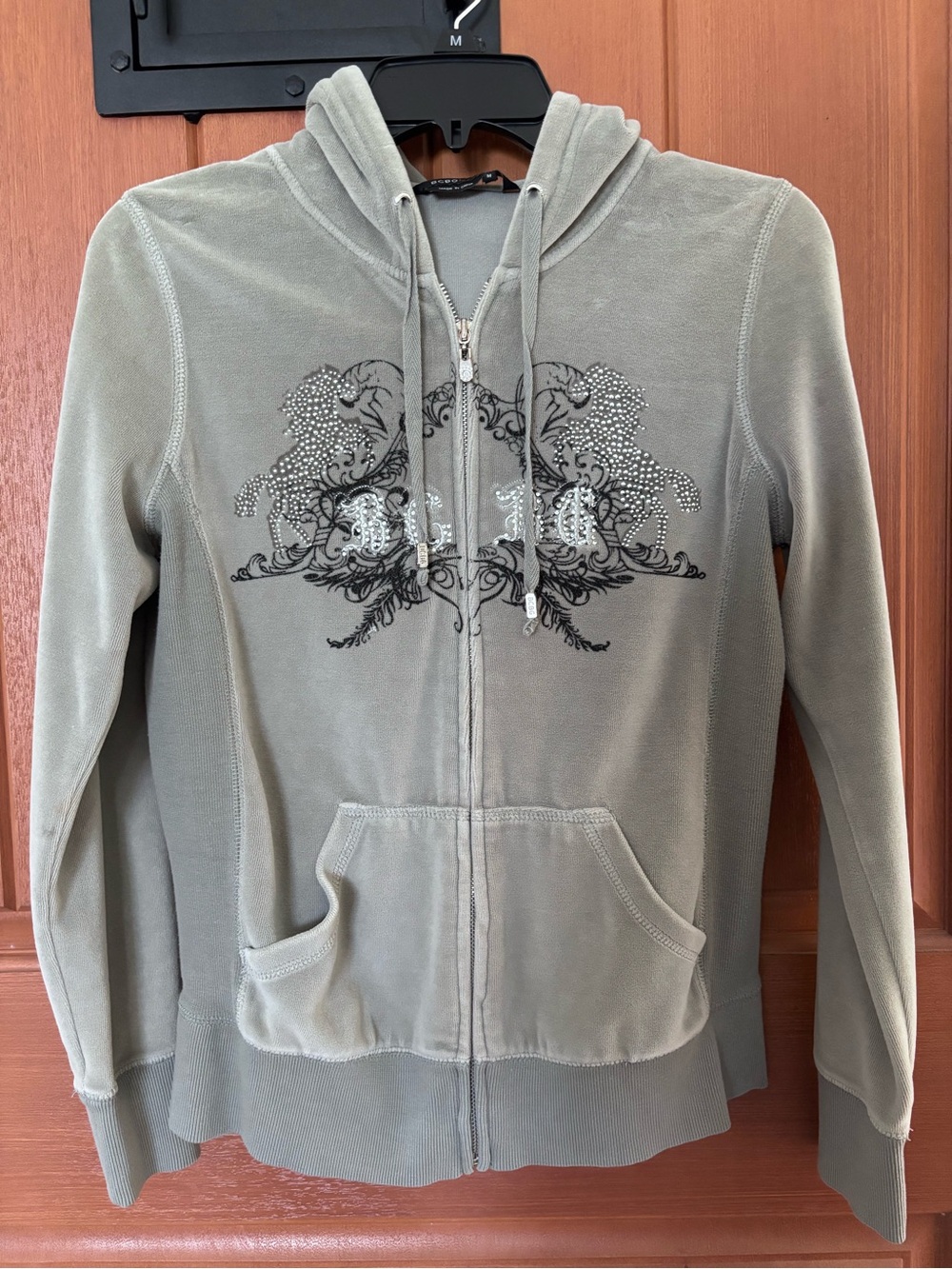 BCBGMaxAzria  Gray Embellished Zip-Up Hoodie